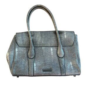 BCBG Black White Stingray Print Leather Handbag Shoulder Bag Designer Tote
